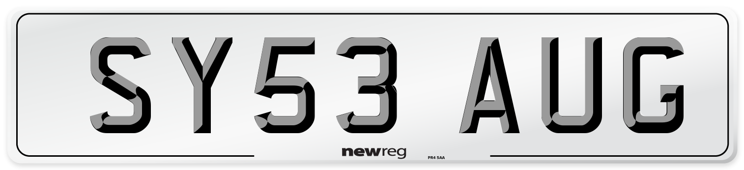 SY53 AUG Number Plate from New Reg